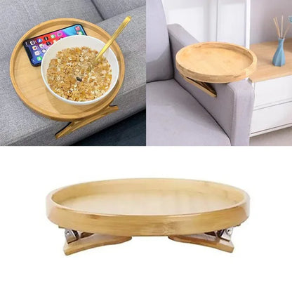 Wooden Sofa Settee Armrest Tray Table Clip On Arm For Wide Couches Foldable For Home Eating Drinks Snacks Remote Control Holder