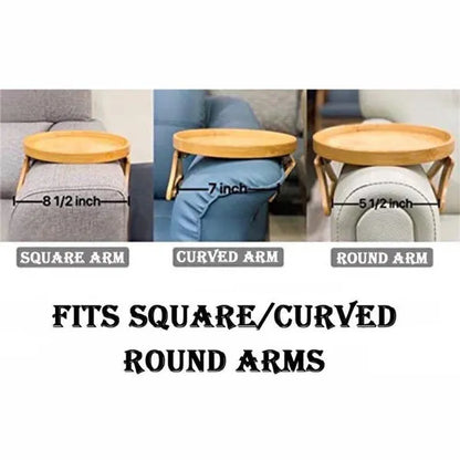 Wooden Sofa Settee Armrest Tray Table Clip On Arm For Wide Couches Foldable For Home Eating Drinks Snacks Remote Control Holder