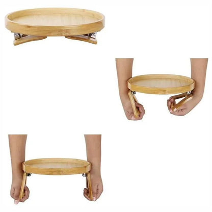 Wooden Sofa Settee Armrest Tray Table Clip On Arm For Wide Couches Foldable For Home Eating Drinks Snacks Remote Control Holder