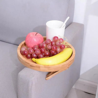 Wooden Sofa Settee Armrest Tray Table Clip On Arm For Wide Couches Foldable For Home Eating Drinks Snacks Remote Control Holder