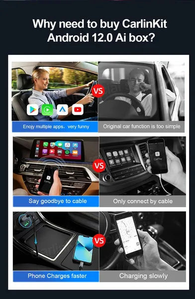 CarlinKit CarPlay Ai Box PLUS Android 12 8G+128G Wireless Android Auto CarPlay Adapter Qualcomm 6125 8-cores Netflix YouTube IPTV 4G LTE