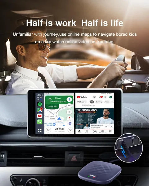CarlinKit CarPlay Ai Box PLUS Android 12 8G+128G Wireless Android Auto CarPlay Adapter Qualcomm 6125 8-cores Netflix YouTube IPTV 4G LTE