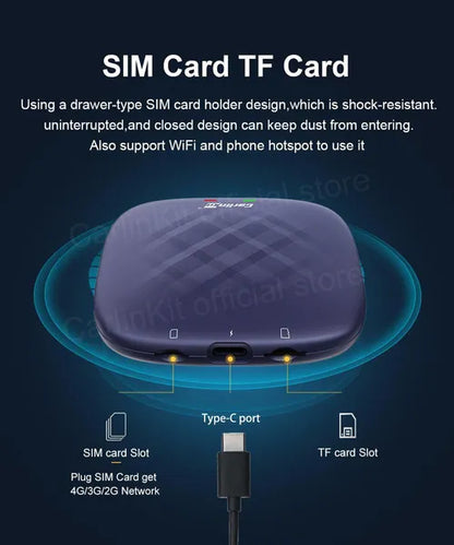 CarlinKit CarPlay Ai Box PLUS Android 12 8G+128G Wireless Android Auto CarPlay Adapter Qualcomm 6125 8-cores Netflix YouTube IPTV 4G LTE