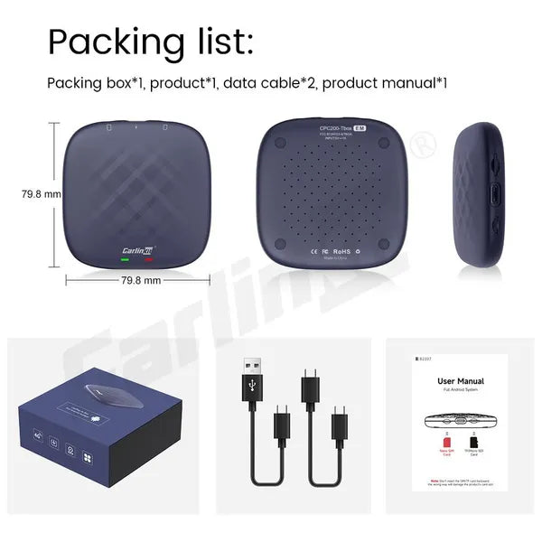 CarlinKit CarPlay Ai Box PLUS Android 12 8G+128G Wireless Android Auto CarPlay Adapter Qualcomm 6125 8-cores Netflix YouTube IPTV 4G LTE