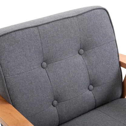 Retro Style Minimalistic Wooden Frame Accent Chair With Padded Seat - Dark Grey
