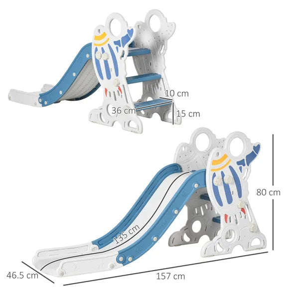 Kids Children's Baby Toddler Indoor Freestanding Slide Space Theme for 1.5-3 Years Old, Blue and Grey