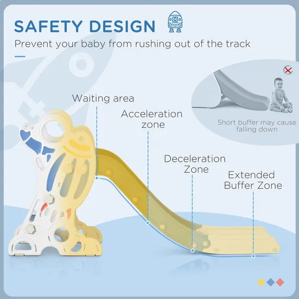 Kids Children's Baby Toddler Indoor Freestanding Slide Space Theme for 1.5-3 Years Old, Blue and Grey