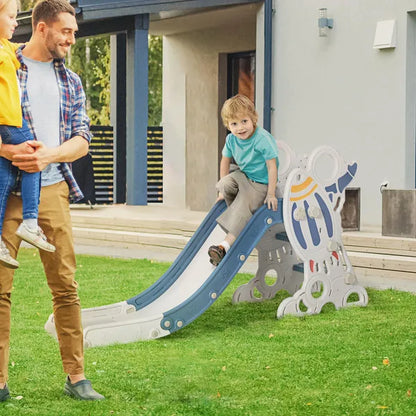 Kids Children's Baby Toddler Indoor Freestanding Slide Space Theme for 1.5-3 Years Old, Blue and Grey