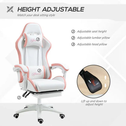 Racing Gaming Chair, Reclining PU Leather Computer Office Chair with 360 Degree Swivel Seat, Footrest, Removable Headrest