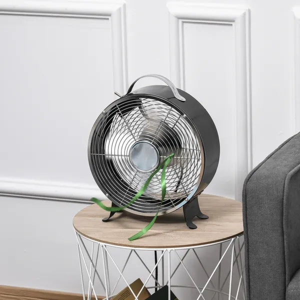 26cm 2-Speed Electric Table Desk Fan W/ Safety Guard Anti-Slip Feet Portable Personal Cooling Fan Home Office Bedroom Black