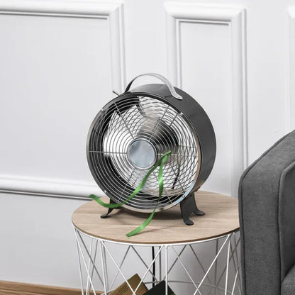 26cm 2-Speed Electric Table Desk Fan W/ Safety Guard Anti-Slip Feet Portable Personal Cooling Fan Home Office Bedroom Black
