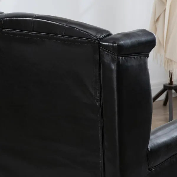 Wingback Accent Chair Tufted Chesterfield Style Armchair with Nail Head Trim for Living Room Bedroom Black