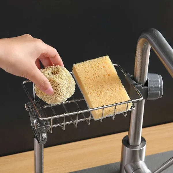 Adjustable Bathroom Faucet Storage Rack Drainage Shelf Kitchen Bathroom Sponge Dish Cloth Sponge Flannel Rack Shower