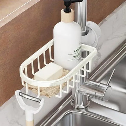 Adjustable Bathroom Faucet Storage Rack Drainage Shelf Kitchen Bathroom Sponge Dish Cloth Sponge Flannel Rack Shower