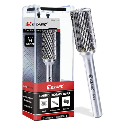 EZARC 1 Piece Tungsten Carbide Rotary Burr Bit, Double Cut Carbide Burr 1/4" Shank Die Grinder Cutting Burrs Bit for Metal Working