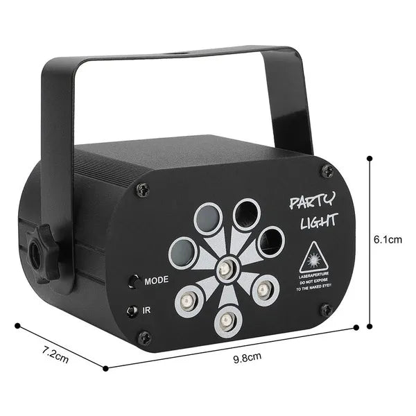 UV Stage Laser Projector - 480 Adjustable Patterns & Sound Activated Strobe Party Light