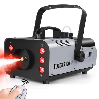 1200W Smoke Machine Fog Machine Stage Haze Effect W/ RGB 6 LEDS Lighting for Play Theater Professional Stage Home Entertainment Halloween Party DJ Nightclub Wedding