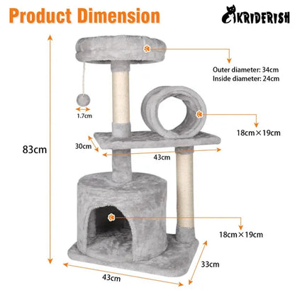 83CM Luxury Large Multi-level Cat Tree Scratching Post Kitten Climbing Tower Activity Centre Cat Toy
