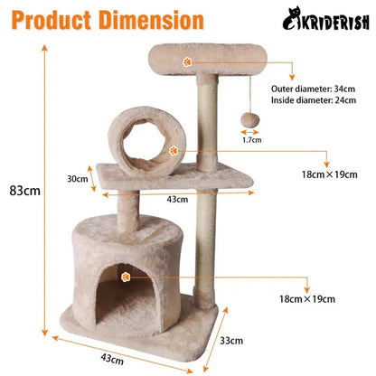 83CM Luxury Large Multi-level Cat Tree Scratching Post Kitten Climbing Tower Activity Centre Cat Toy