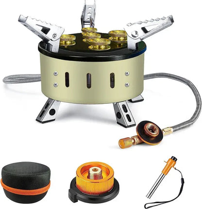 Camping Gas Stove, Adjustable & Folding Outdoor Gas Burner Portable Windproof Backpacking 1300W