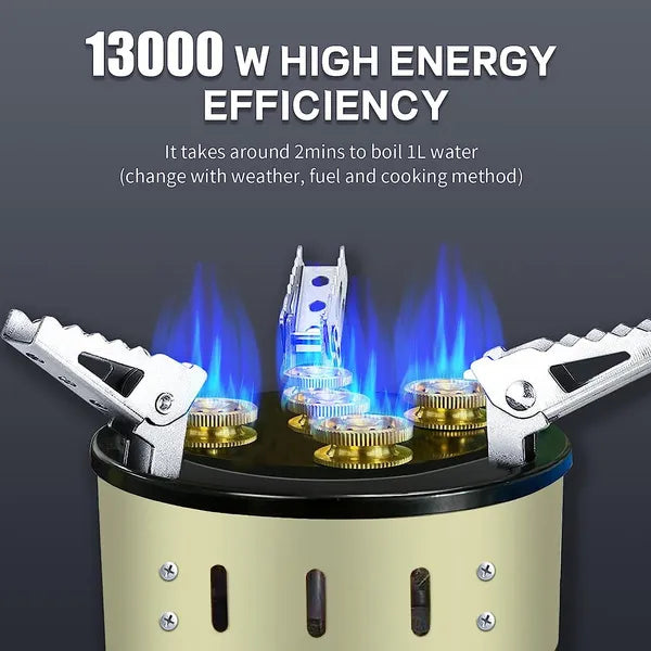 Camping Gas Stove, Adjustable & Folding Outdoor Gas Burner Portable Windproof Backpacking 1300W