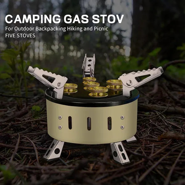 Camping Gas Stove, Adjustable & Folding Outdoor Gas Burner Portable Windproof Backpacking 1300W