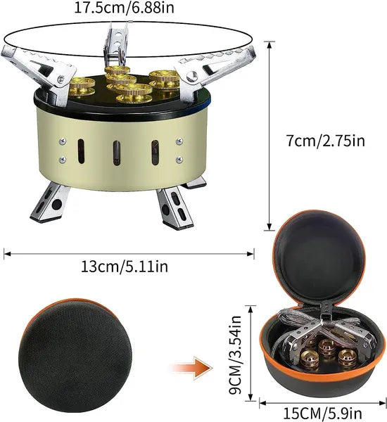 Camping Gas Stove, Adjustable & Folding Outdoor Gas Burner Portable Windproof Backpacking 1300W