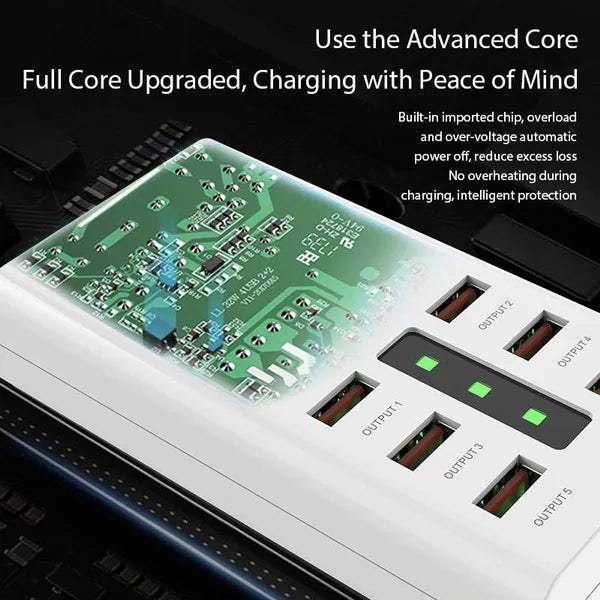 Universal 6 In 1 Port USB Phone Charger Travel Wall Power Fast Quick Charging Station UK Adapter 30W