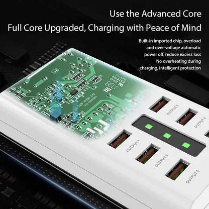 Universal 6 In 1 Port USB Phone Charger Travel Wall Power Fast Quick Charging Station UK Adapter 30W