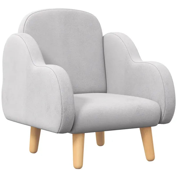 Toddler Kids Children's Armchair Chair Mini Sofa With Arm Rest Wooden Frame Sponge Velvet PP Legs Cloud Shape Ages 1.5-5 Years