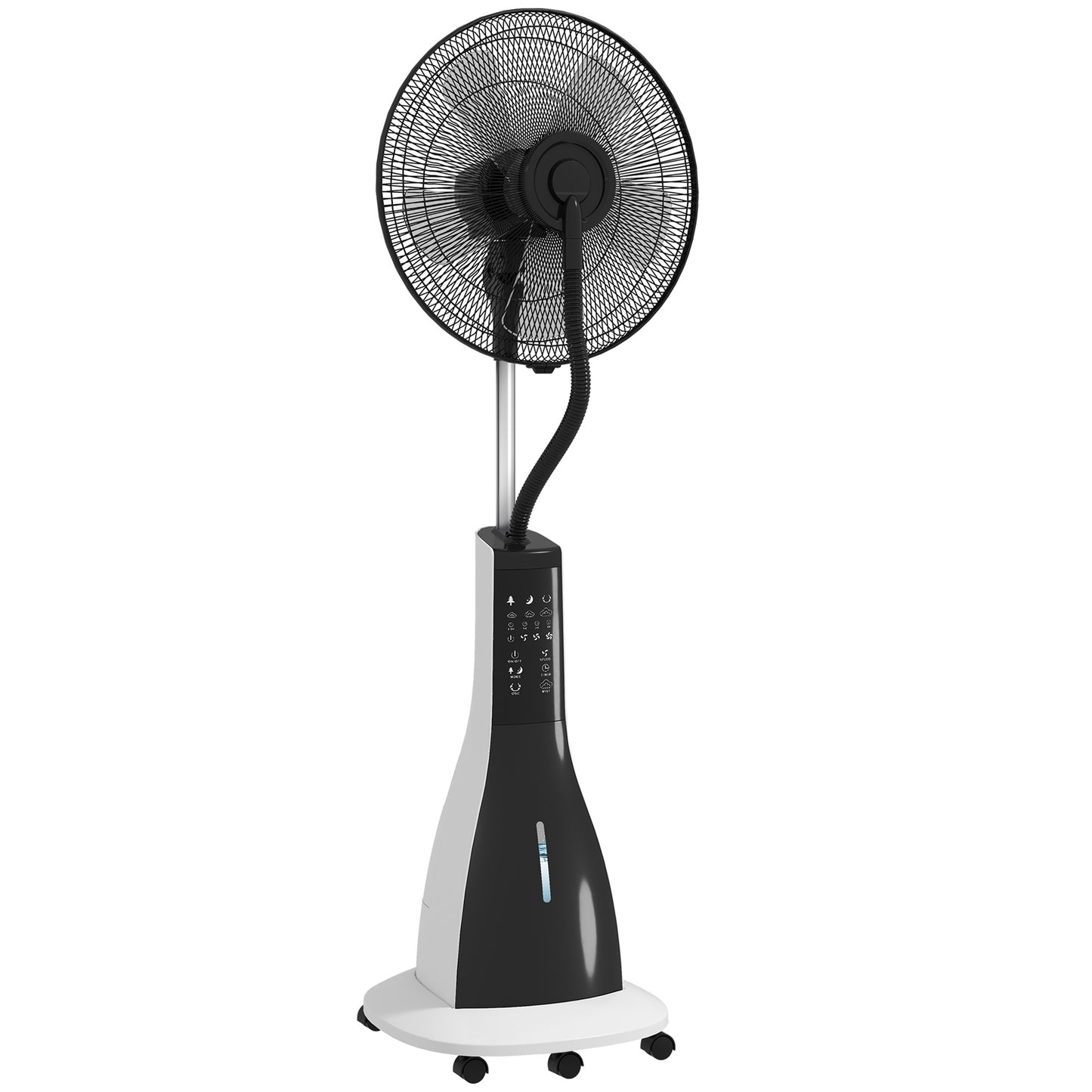 Pedestal Fan with Water Mist Spray, Spray Misting Fan with 75° Oscillation, 3L Water Tank, Wheels, for Home, 125 cm