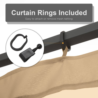 Universal Replacement Gazebo Mesh Netting Sidewall | 4 Panels | Zip Closed | Outdoor Polyester & Nylon Mesh | Clip Rings & Hooks Included | Fits Most 10x10ft Gazebos | 302x207cm | Beige