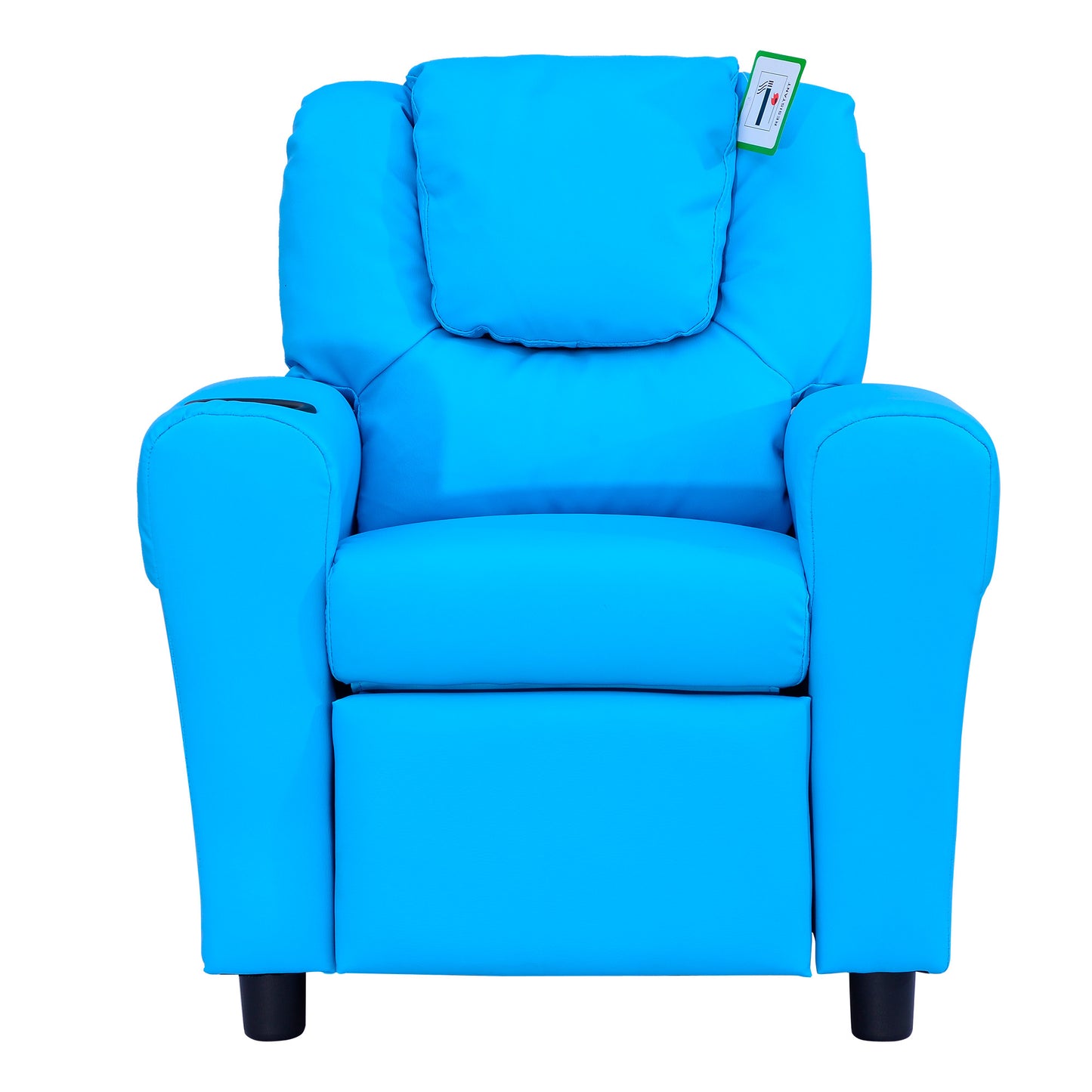 Kids Children's Faux Leather Comfy Recliner Armchair With Cup Holder Blue / Pink