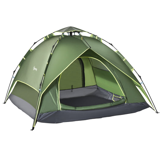 Outsunny 3 Man Pop Up Garden Tent Camping Gazebo 210W x 210L x 140H Cm  Dark Green