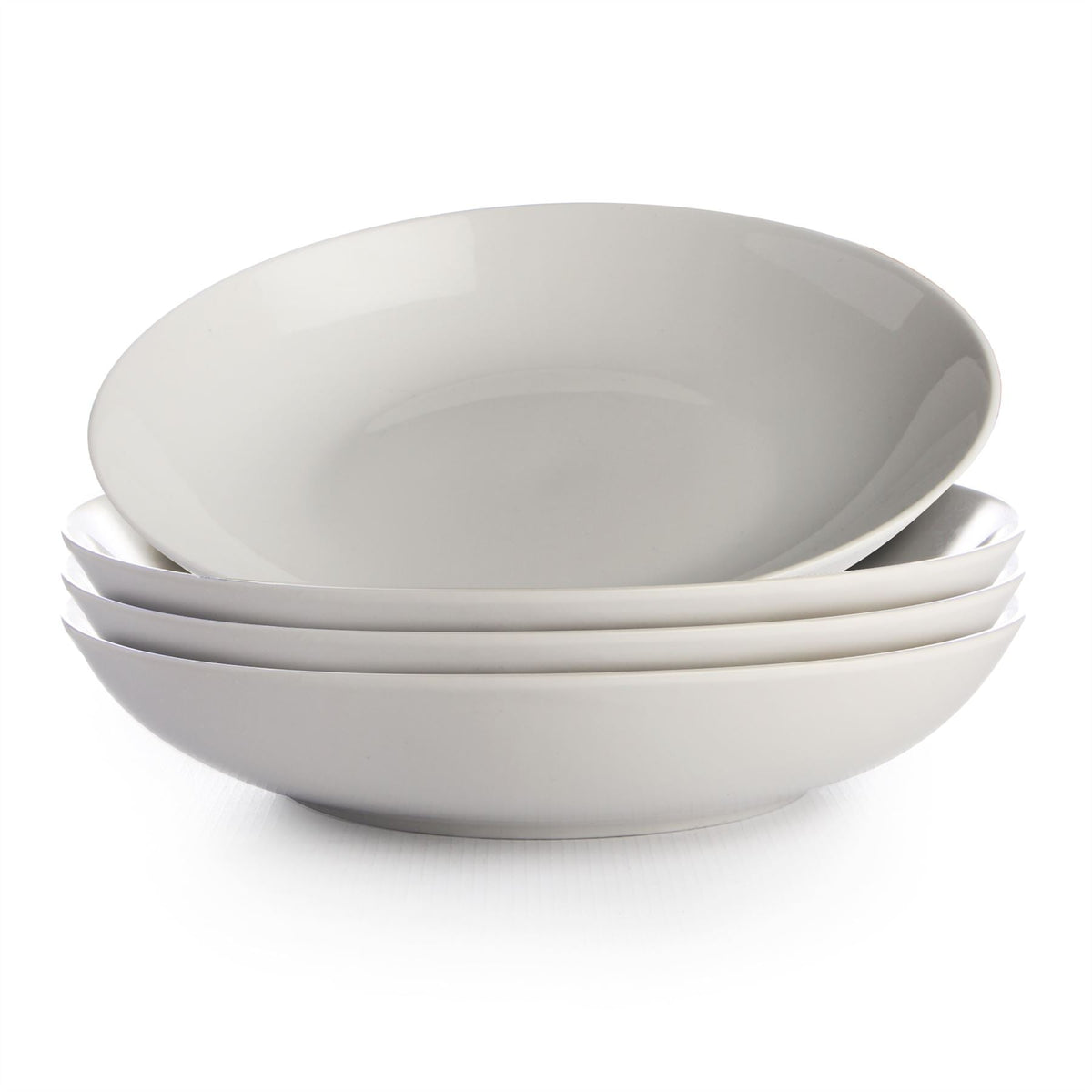 Maison & White Porcelain Pasta Bowls | Set of 4 | 24cm White Glazed Serving Bowls | Microwave, Oven & Dishwasher Safe