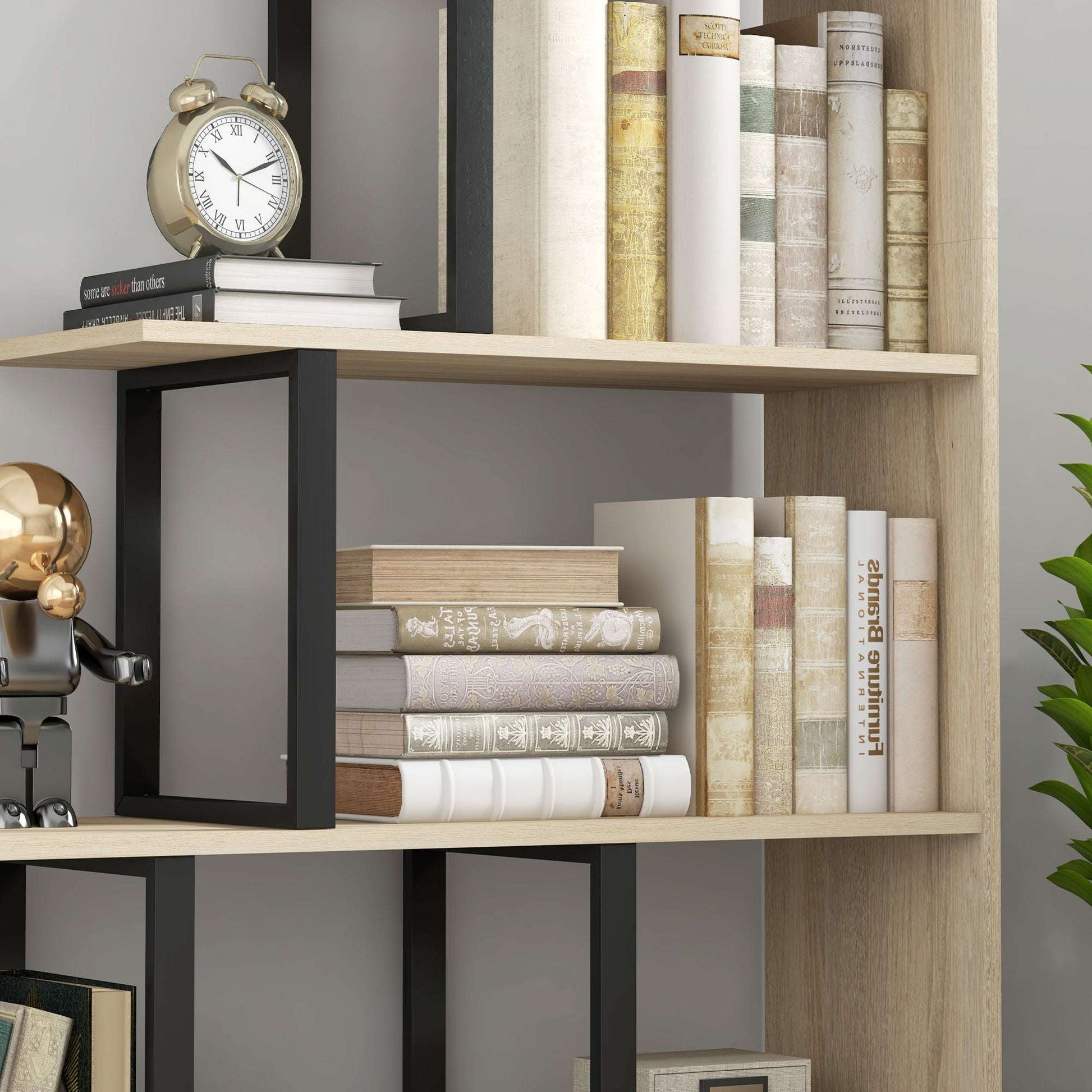 5 Tier Ladder Bookcase | Display Shelf | Particleboard | Anti-Tip | 102x30x160cm | 80kg | Oak