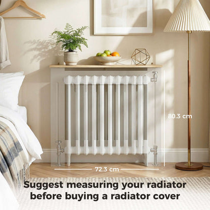 MDF Radiator Cover | Slatted Line Grill Design | Display Top | Wall Mountable | Fittings Included | Lightweight 7kg | 78x19x81cm | Grey