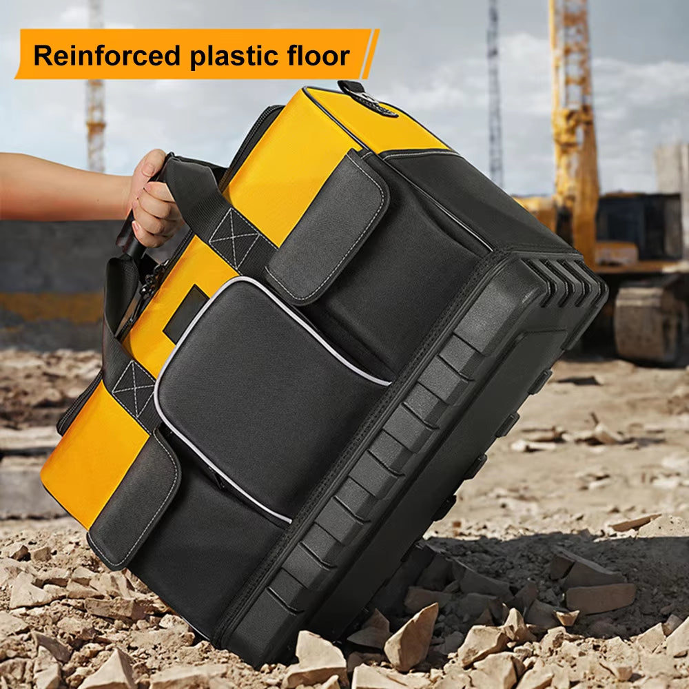 Heavy-Duty Tool Kit 16-Pocket Durable Thickened Oxford Cloth Portable Toolbox Organiser Storage Yellow / Black Bag