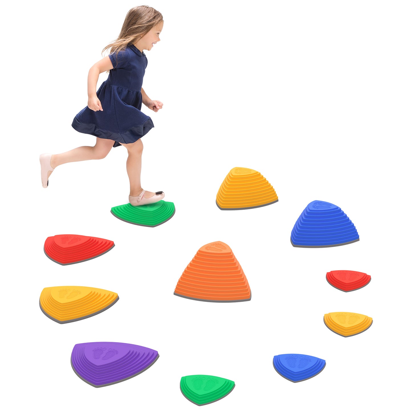 Stepping Stones Kids Balance River Stones Indoor Outdoor Obstacle Course, Sensory Play, Stackable 11 Pieces