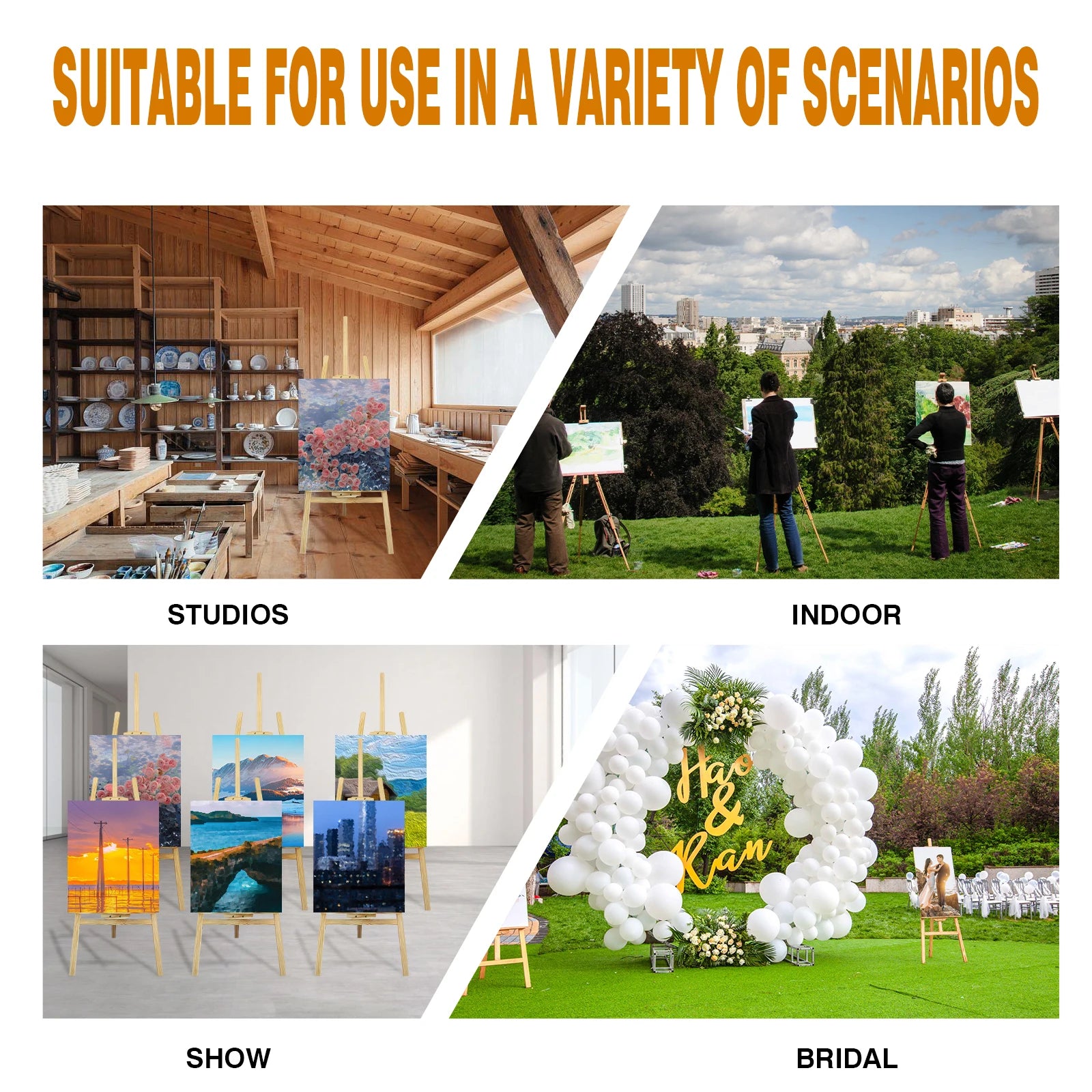 Studio Easel 1.75M Foldable Wooden A Frame Painting Painter Drawing Stand Board 69 Inch Art Display Easel Artist 