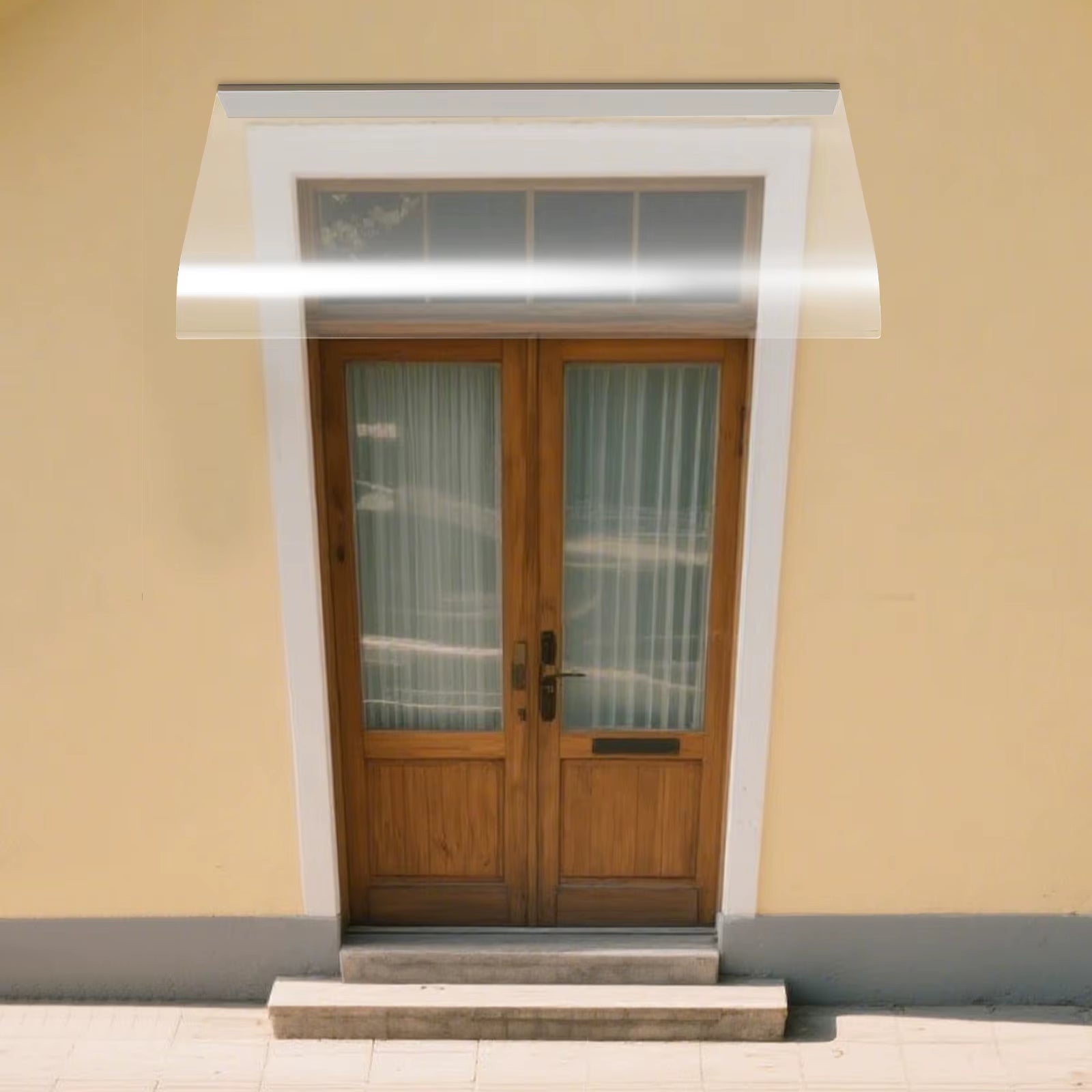 Polycarbonate Outdoor Entrance Awning Patio Canopy, Clear Rain Shelter Cover, Window & Door Canopies
