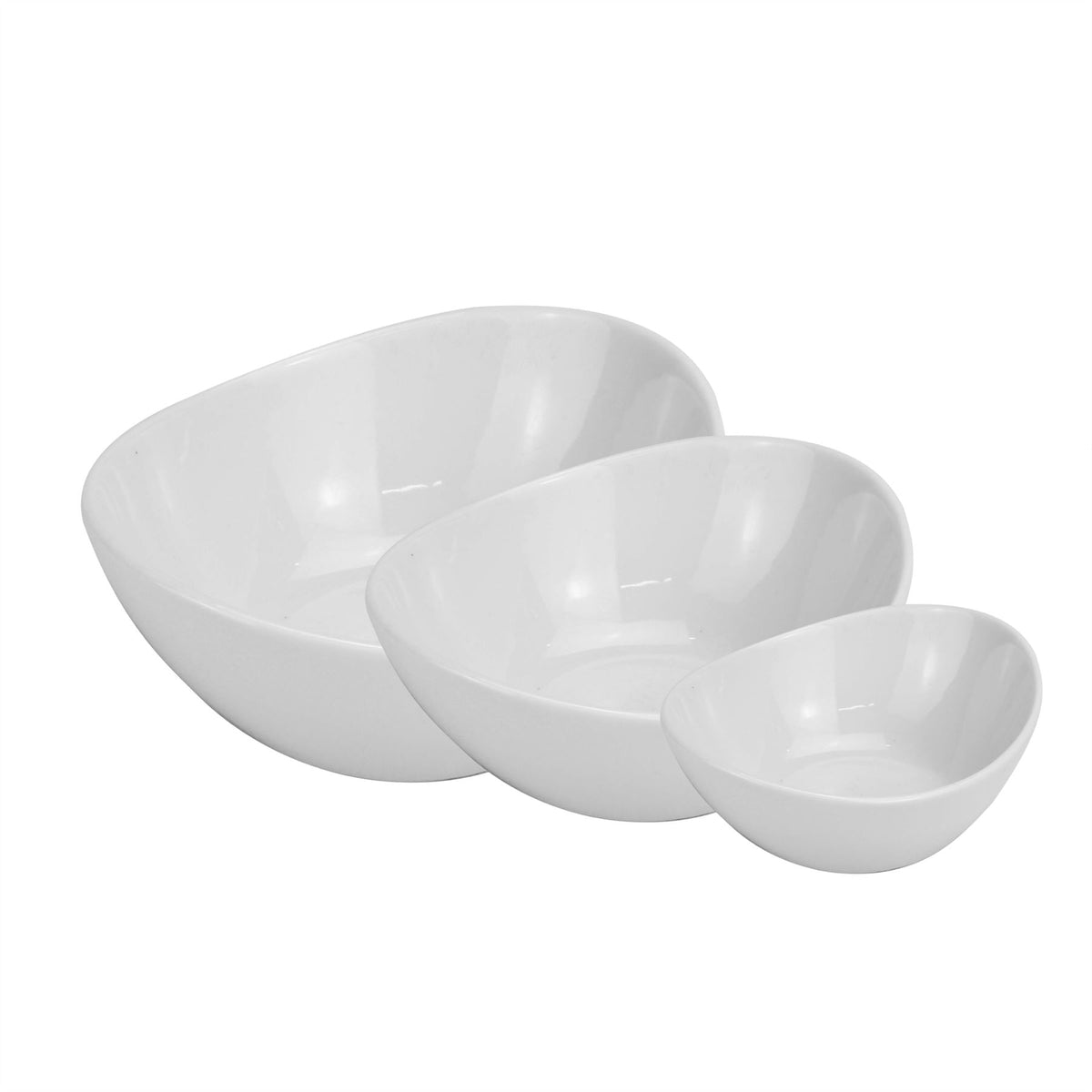 Maison & White 3-Tier Serving Bowl Set | 3 White Ceramic Snack Bowls & Black Iron Stand | Graduated Buffet, Party & Sharing Display | 27cm Stand