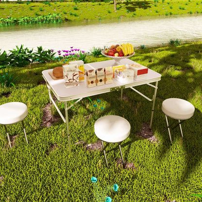 Aluminium Picnic Folding Table Foldable Portable Adjustable Height Lightweight For Camping BBQ 90cm