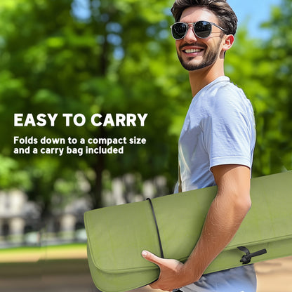 Portable Camping Chair for Adults, High Back Folding with Padded Seat and Carry Bag, Outdoor Recliner for Hiking, Fishing, Beach and Picnic, Green