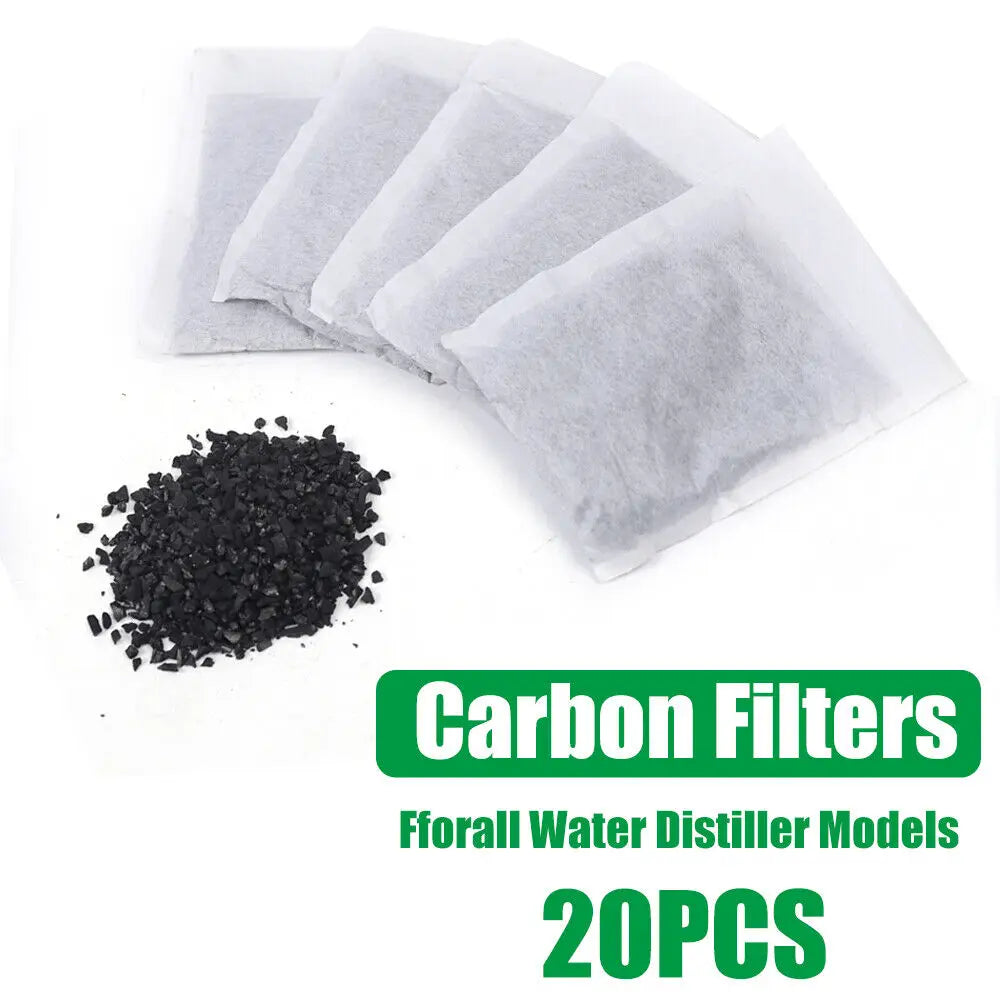 20× Pure Distillers Activated Carbon Charcoal Filters Packs for Water Distiller Purify Water Remove Compound