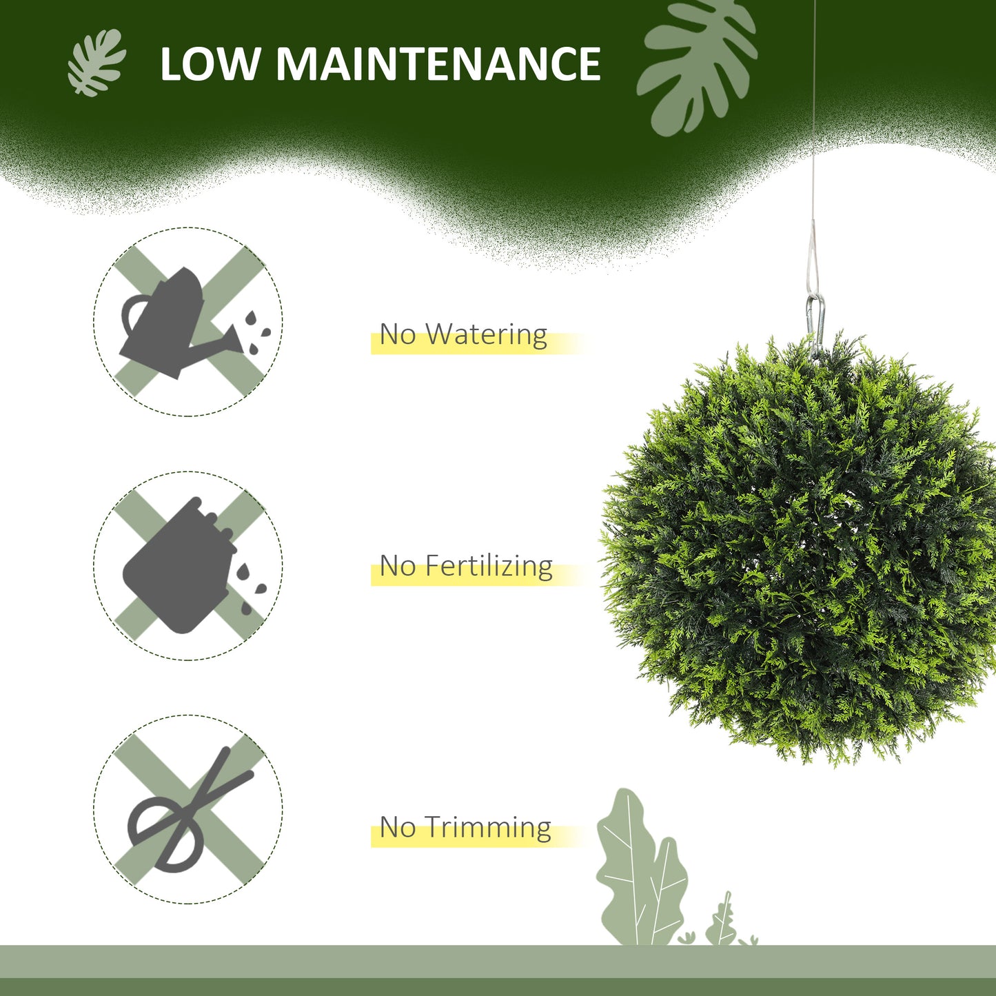 Set of 2 Artificial Plant Topiary Balls, UV-protected Fake Decorative Plants, Faux Plants for Home Indoor Outdoor Decor, 45cm, Green