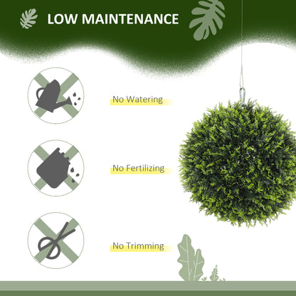 Set of 2 Artificial Plant Topiary Balls, UV-protected Fake Decorative Plants, Faux Plants for Home Indoor Outdoor Decor, 45cm, Green