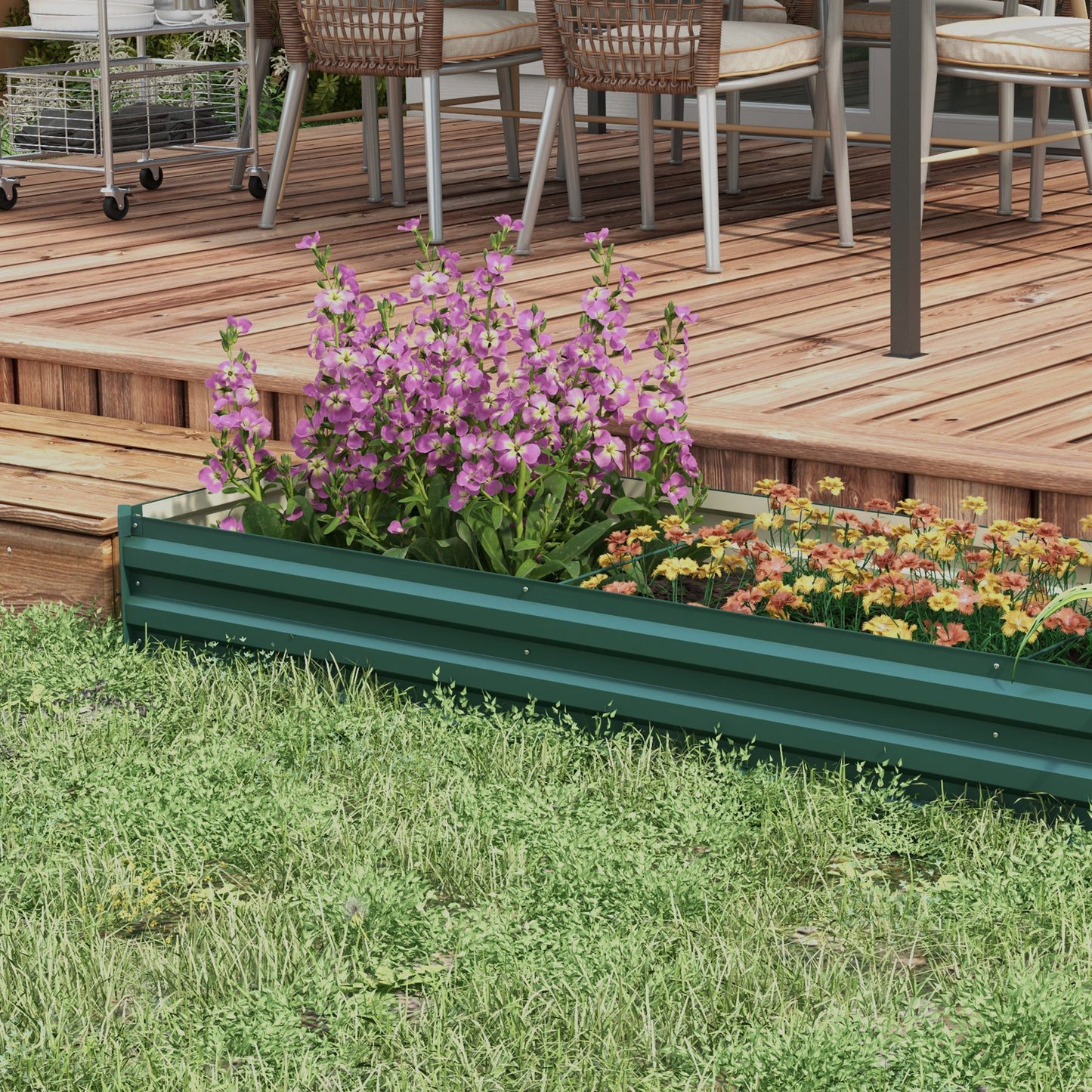Outsunny 60 x 240cm Galvanised Steel Planter, with Open Bottom