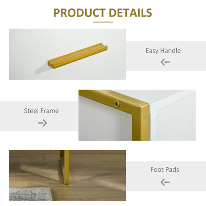 Bedside Table Set of 2, Modern Side Table with Drawer and Shelf, Nightstand for Bedroom - White