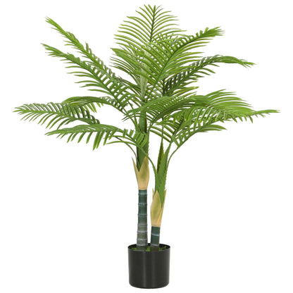 Artificial Palm Tree | 120cm | 14 PEVA Leaves | Shapeable Branches | Moss Effect Cement Pot | No Maintenance | Green